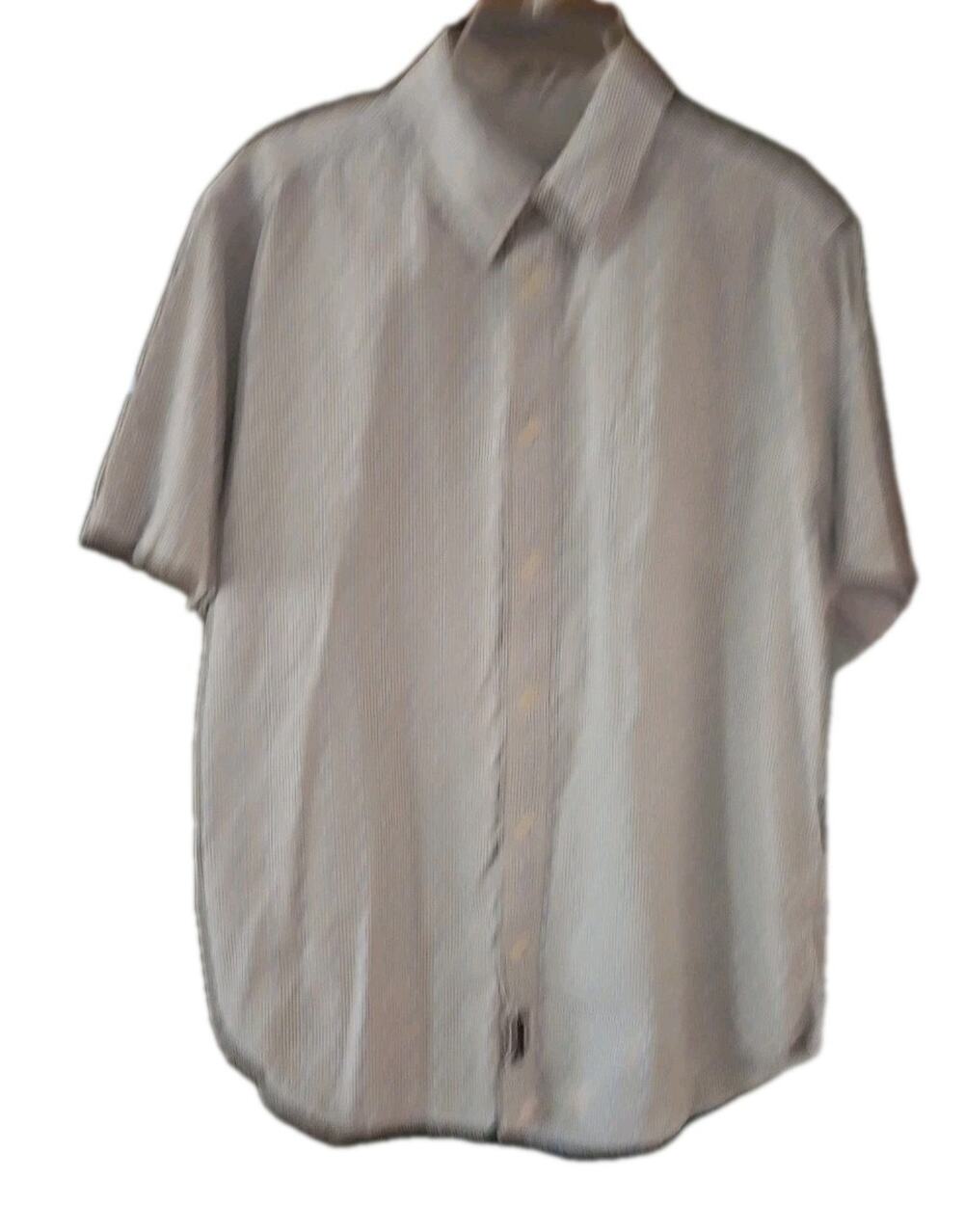 Chaps Denim Shirt Mens Sz Large Blue Stripes White Short Sleeve Button DownNOTE*